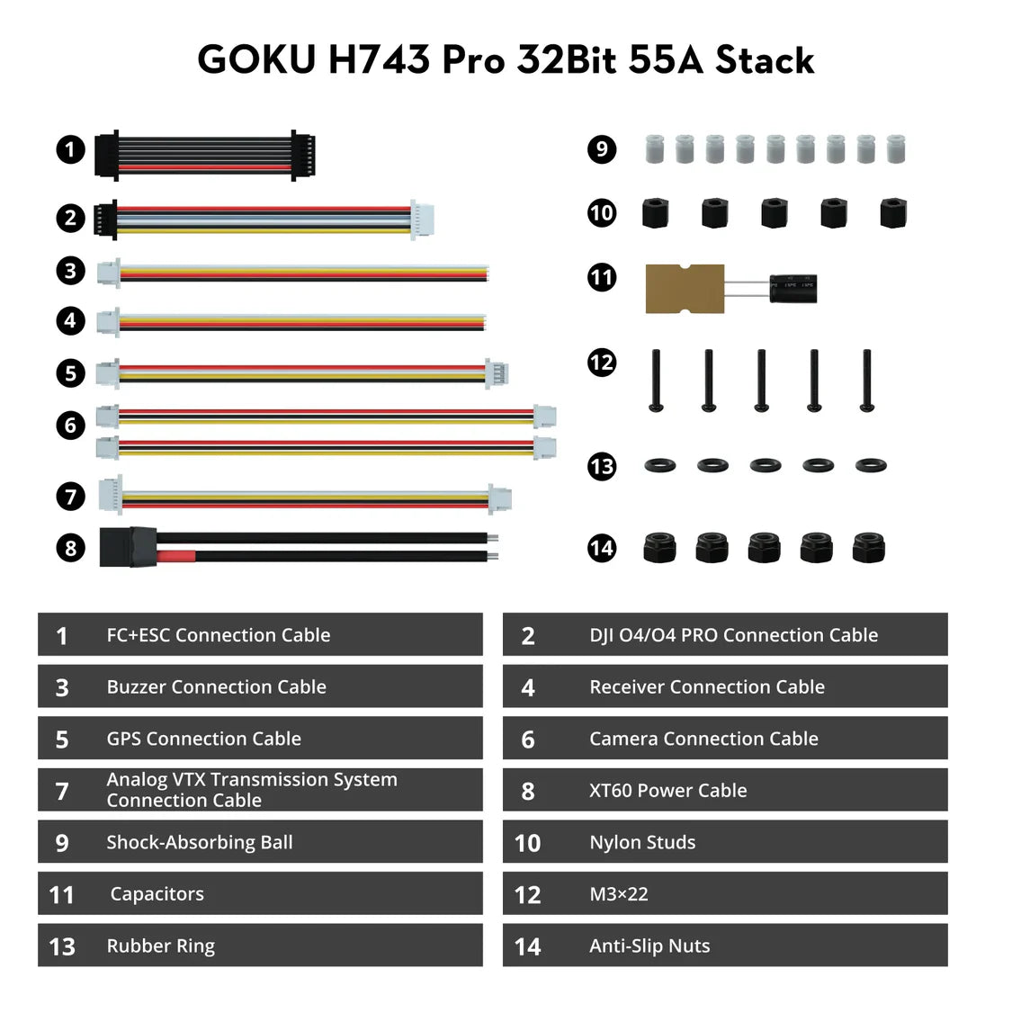 Flywoo GOKU H743 PRO 55A 32Bit 128K 3030 Stack O4  O4 Pro Plug N Play Support