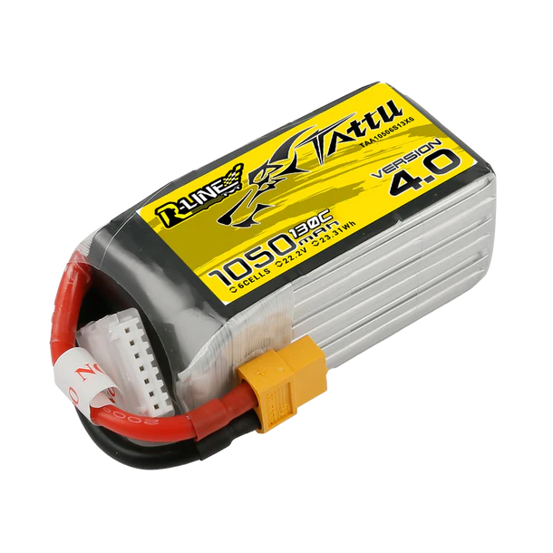 Tattu R-Line Version 4.0 1050mAh 22.2V 130C 6S1P Lipo Battery Pack with XT60 Plug