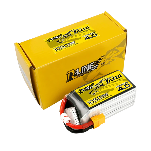 Tattu R-Line Version 4.0 1050mAh 22.2V 130C 6S1P Lipo Battery Pack with XT60 Plug